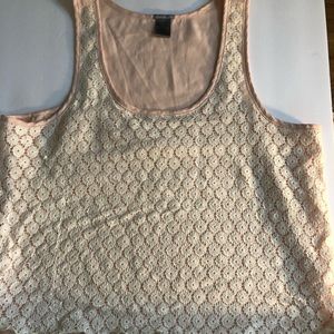 “Charlotte” coral and white crocheted lace blouse